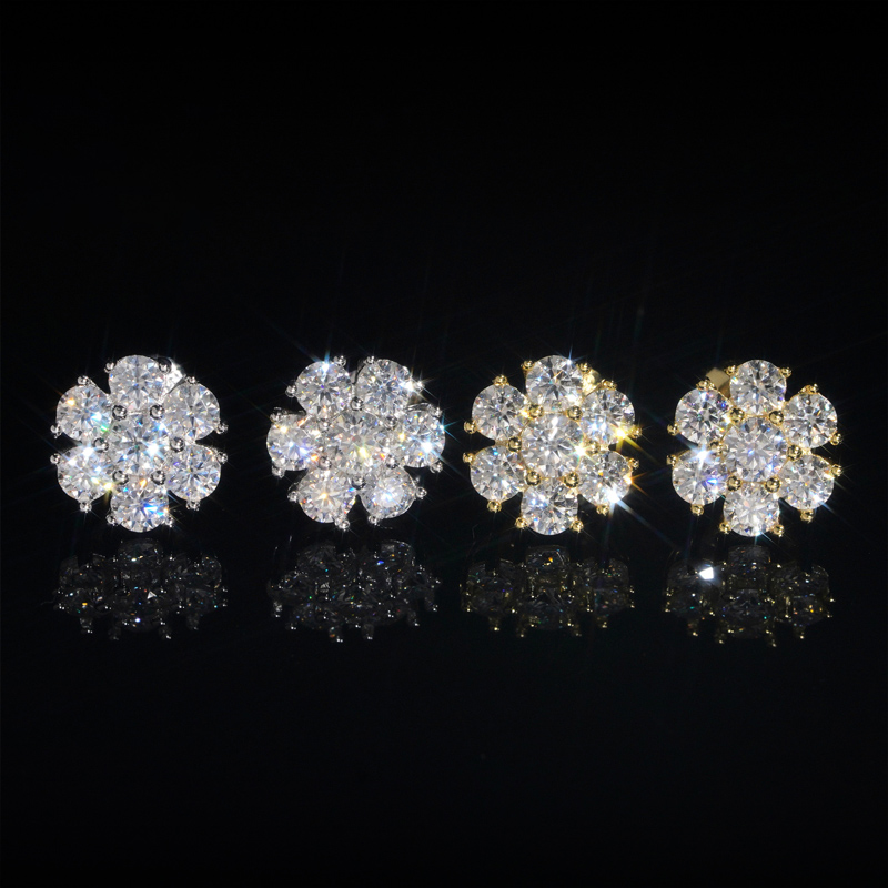 925s & Vvs Moissanite Cluster Earrings Iced Out Shine With Street Luxury