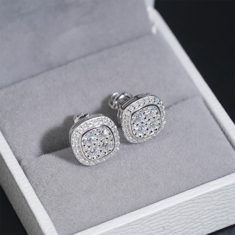 925s & Vvs Moissanite Cluster Halo Earrings With Street Luxury Shine - Image 3