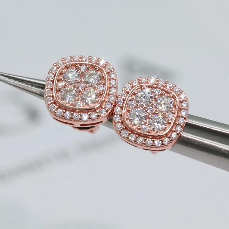 925s & Vvs Moissanite Cluster Halo Earrings With Street Luxury Shine - Image 8