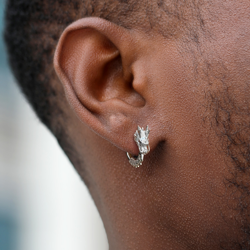 Iced Out Out Dragon Hoop Earrings Moissanite With Street Luxury Shine - Image 3