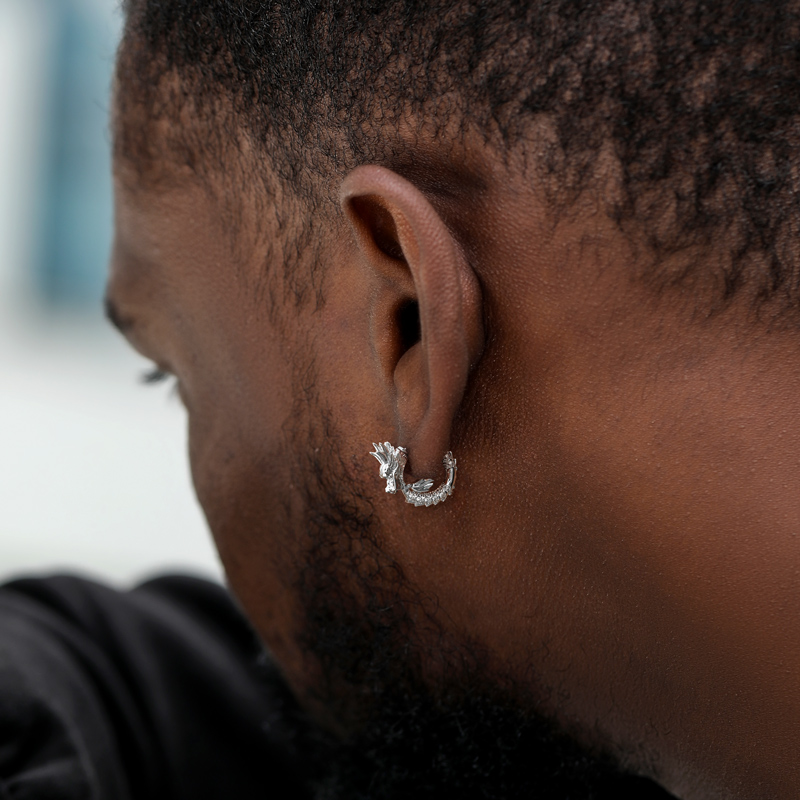Iced Out Out Dragon Hoop Earrings Moissanite With Street Luxury Shine - Image 4