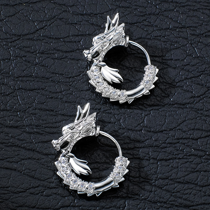 Iced Out Out Dragon Hoop Earrings Moissanite With Street Luxury Shine - Image 5