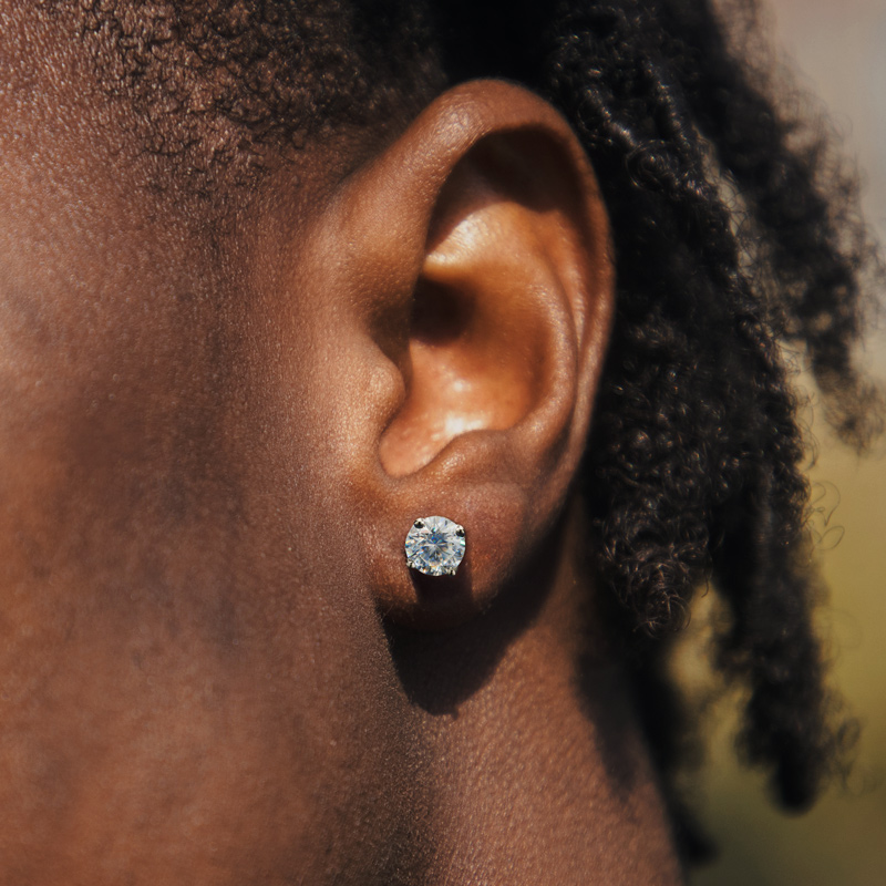 Certified Vvs1 Moissanite Full Paved Earrings In Sterling Silver Iced Out - Image 6