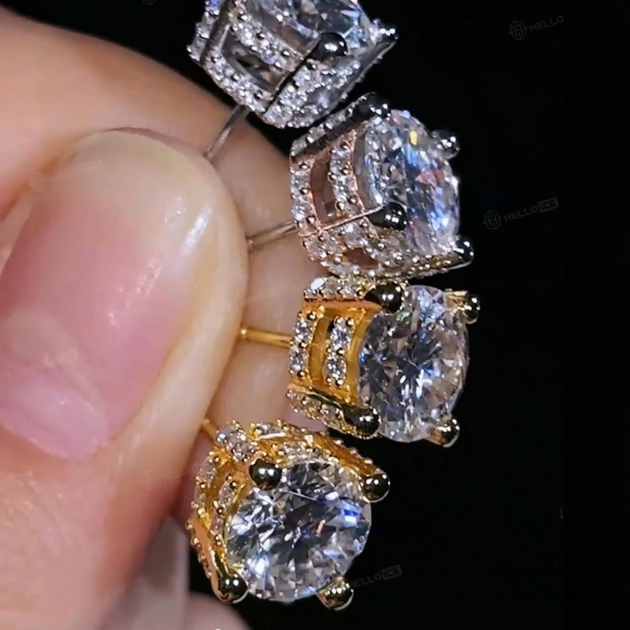 Certified Vvs1 Moissanite Full Paved Earrings In Sterling Silver Iced Out - Image 8