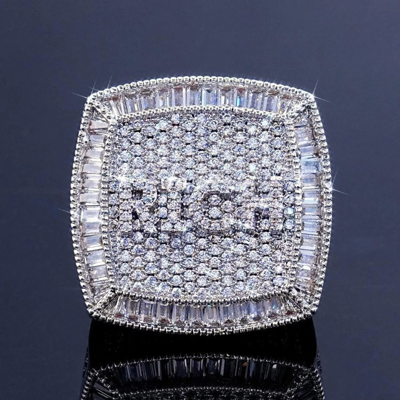 S925 Moissanite Baguette Custom Name Ring Iced Out Shine With Street Luxury - Image 3