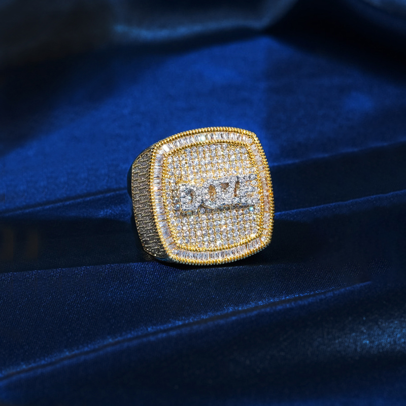 S925 Moissanite Baguette Custom Name Ring Iced Out Shine With Street Luxury - Image 9