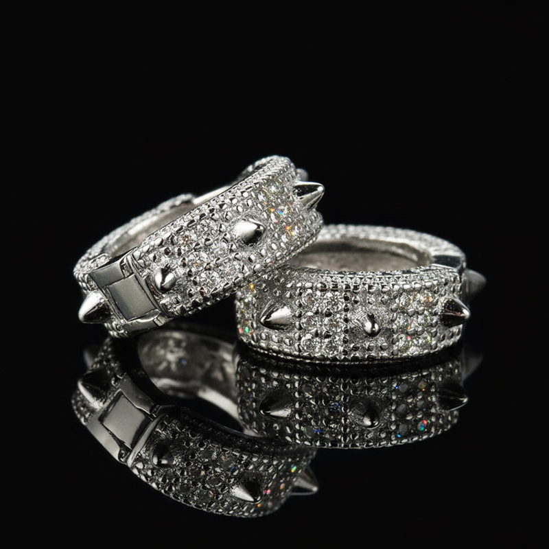 925s & Vvs Moissanite Spiked Hoop Earrings With Street Luxury Shine - Image 3