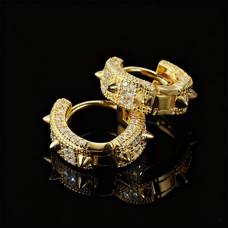 925s & Vvs Moissanite Spiked Hoop Earrings With Street Luxury Shine - Image 4