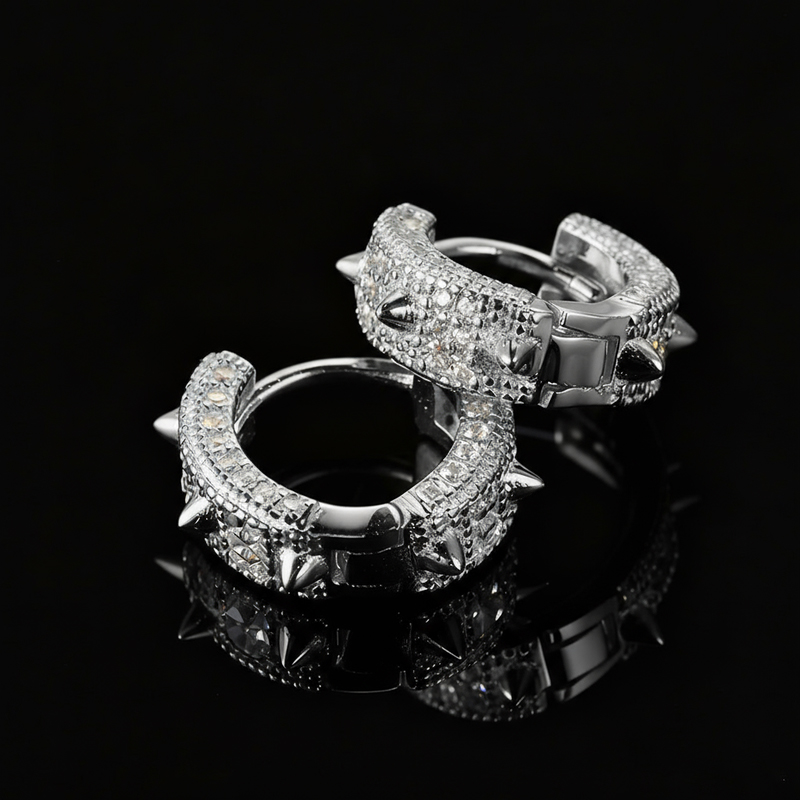 925s & Vvs Moissanite Spiked Hoop Earrings With Street Luxury Shine - Image 5