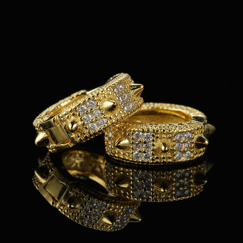 925s & Vvs Moissanite Spiked Hoop Earrings With Street Luxury Shine