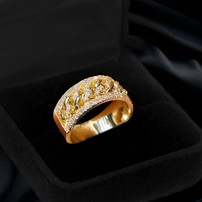 1 Ctw 925s & Vvs Moissanite Cuban Link Ring In Gold With Iced Out Shine - Image 4