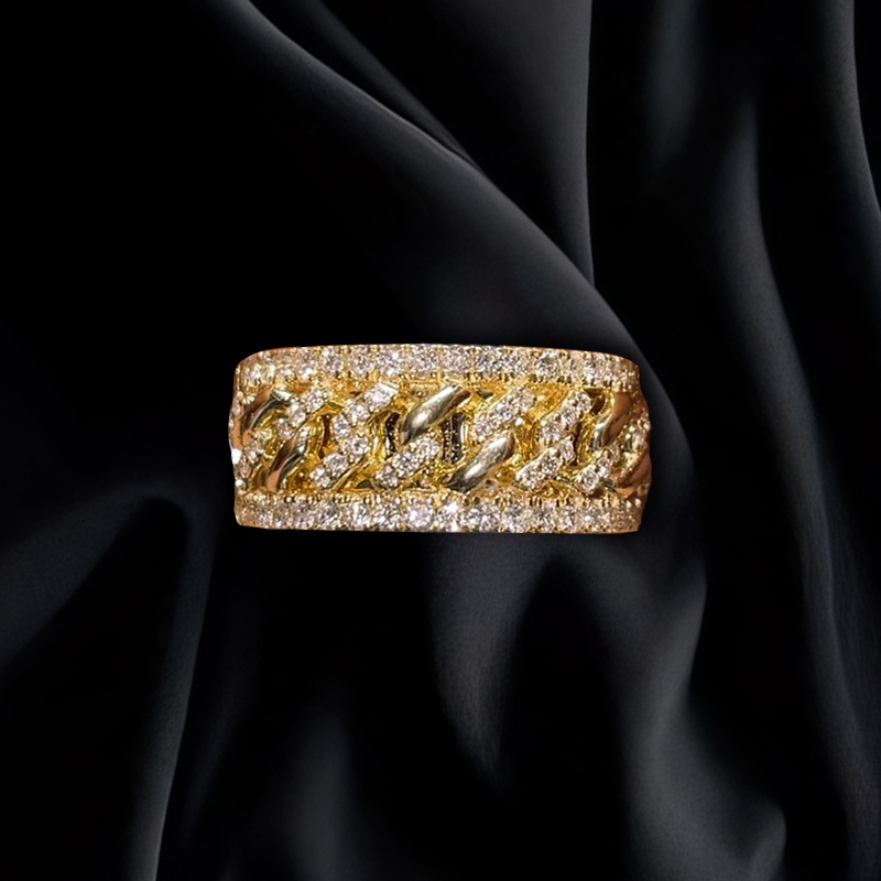 1 Ctw 925s & Vvs Moissanite Cuban Link Ring In Gold With Iced Out Shine - Image 5