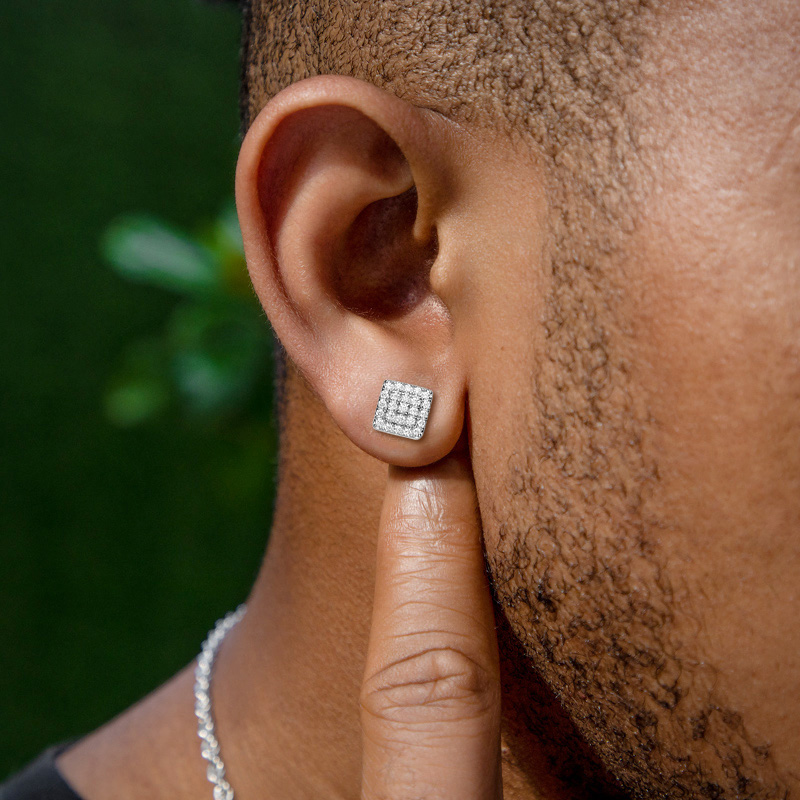 925s & Vvs Moissanite Square Bling Earrings With Street Luxury Shine - Image 3
