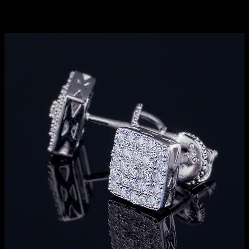 925s & Vvs Moissanite Square Bling Earrings With Street Luxury Shine - Image 4