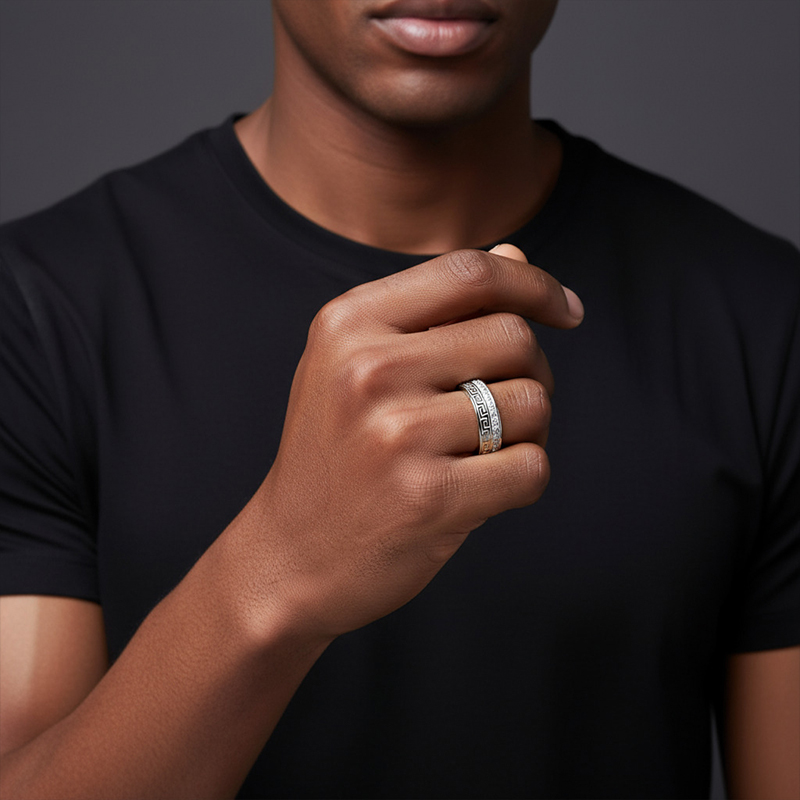 Moissanite Meander Band Ring In S925 Silver With Street Luxury Shine - Image 5