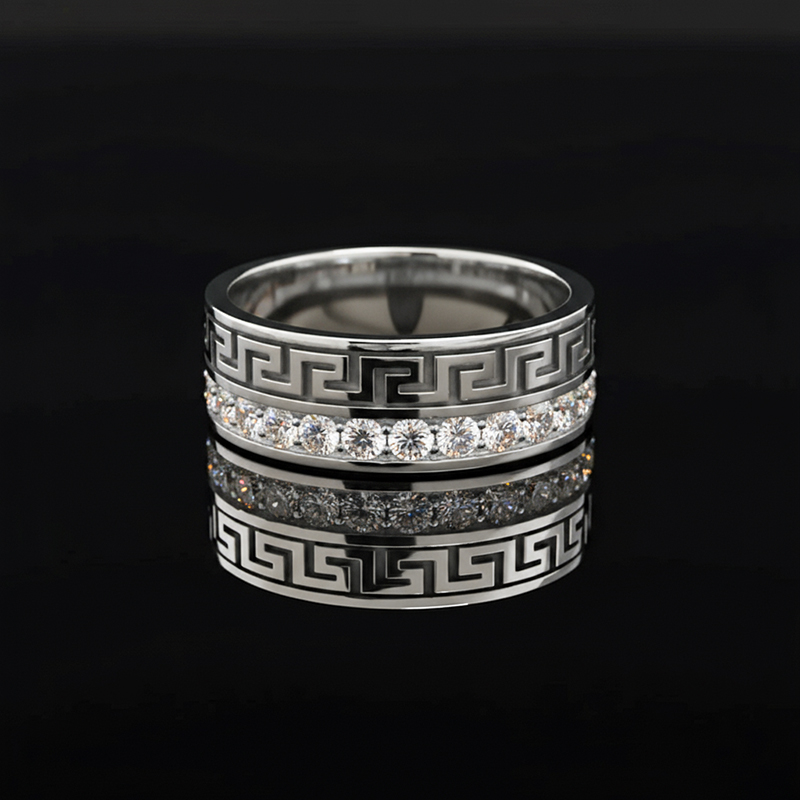 Moissanite Meander Band Ring In S925 Silver With Street Luxury Shine