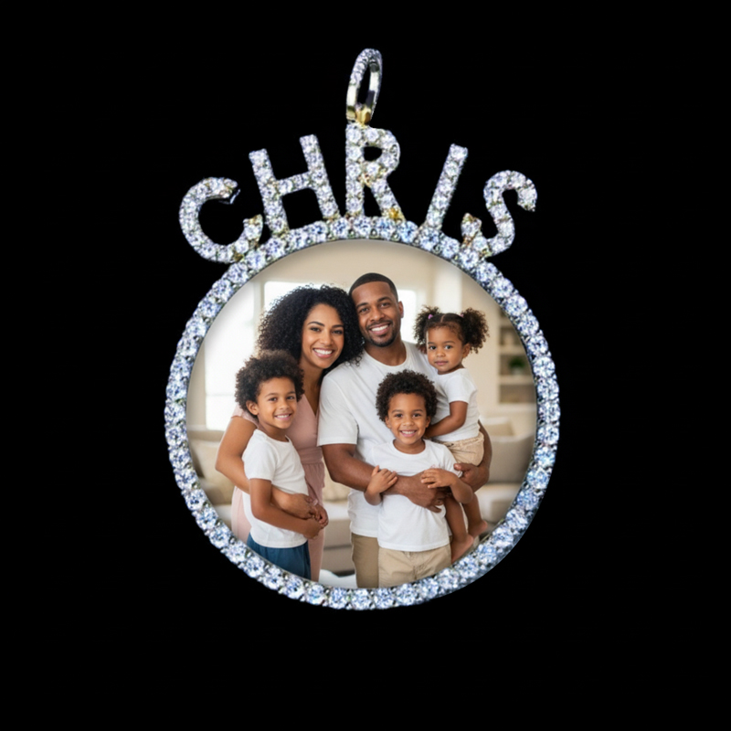 925s & Vvs Moissanite Round Custom Picture Name Pendant - 1.6 Iced Out - Image 4