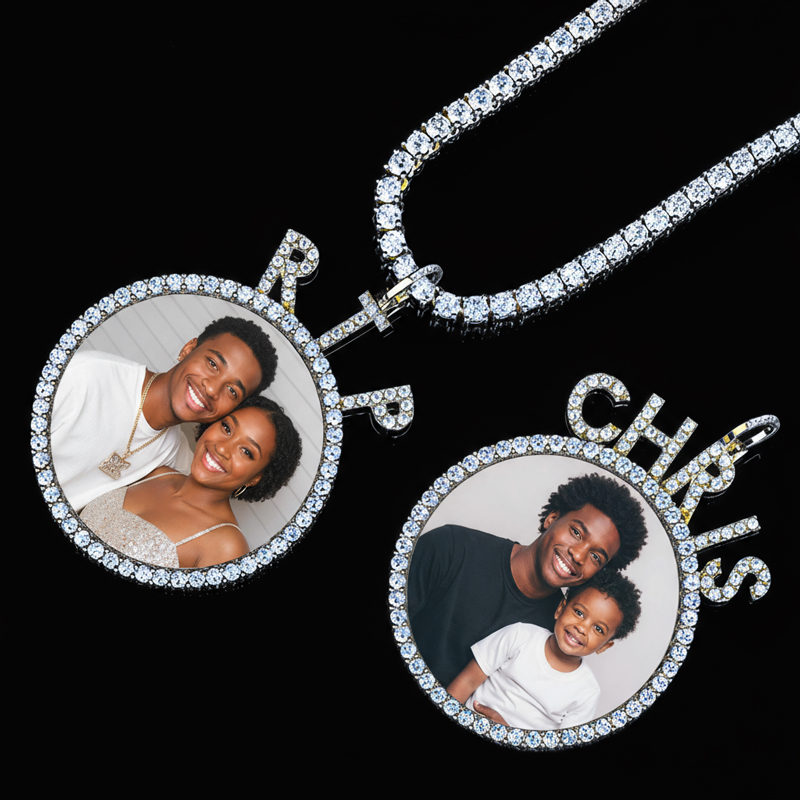925s & Vvs Moissanite Round Custom Picture Name Pendant - 1.6 Iced Out