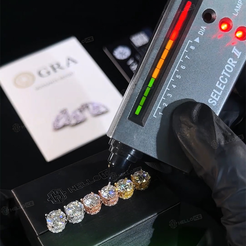 925s & Vvs Moissanite Round&baguette Cut Full Paved Earrings Iced Out - Image 5