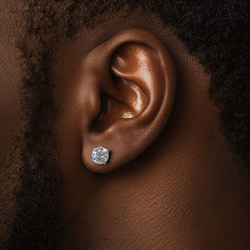925s & Vvs Moissanite Round&baguette Cut Full Paved Earrings Iced Out - Image 6