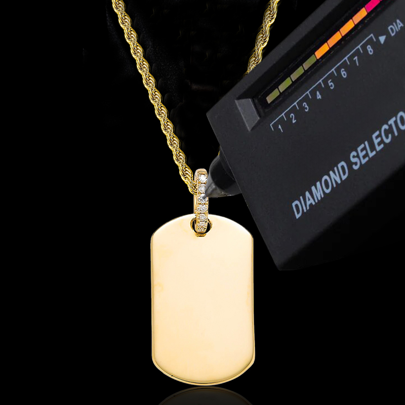 925s & Vvs Moissanite Dog Tag Pendant Iced Out Shine With Street Luxury