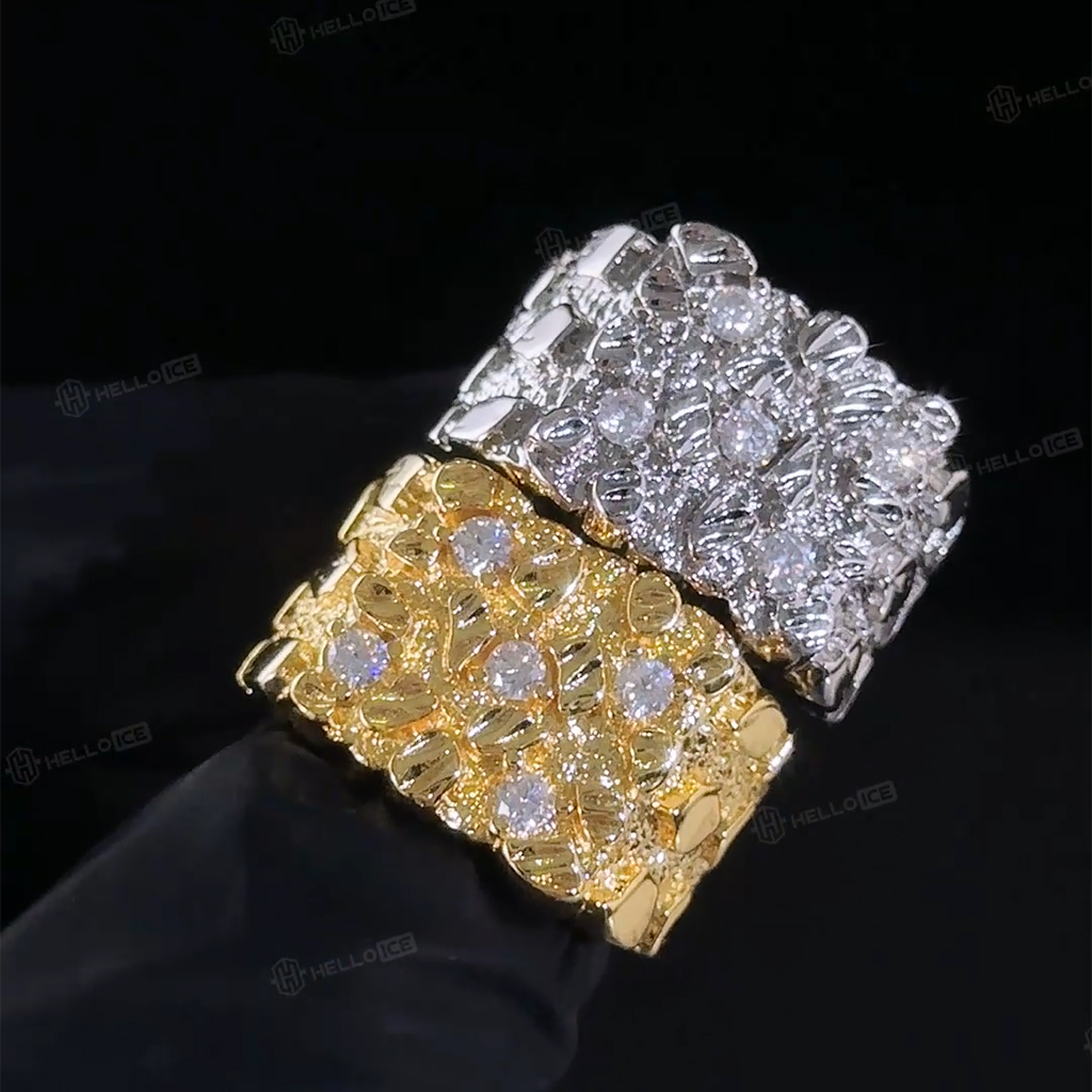 925s & Vvs Moissanite Nugget Ring Iced Out Shine With Street Luxury - Image 3