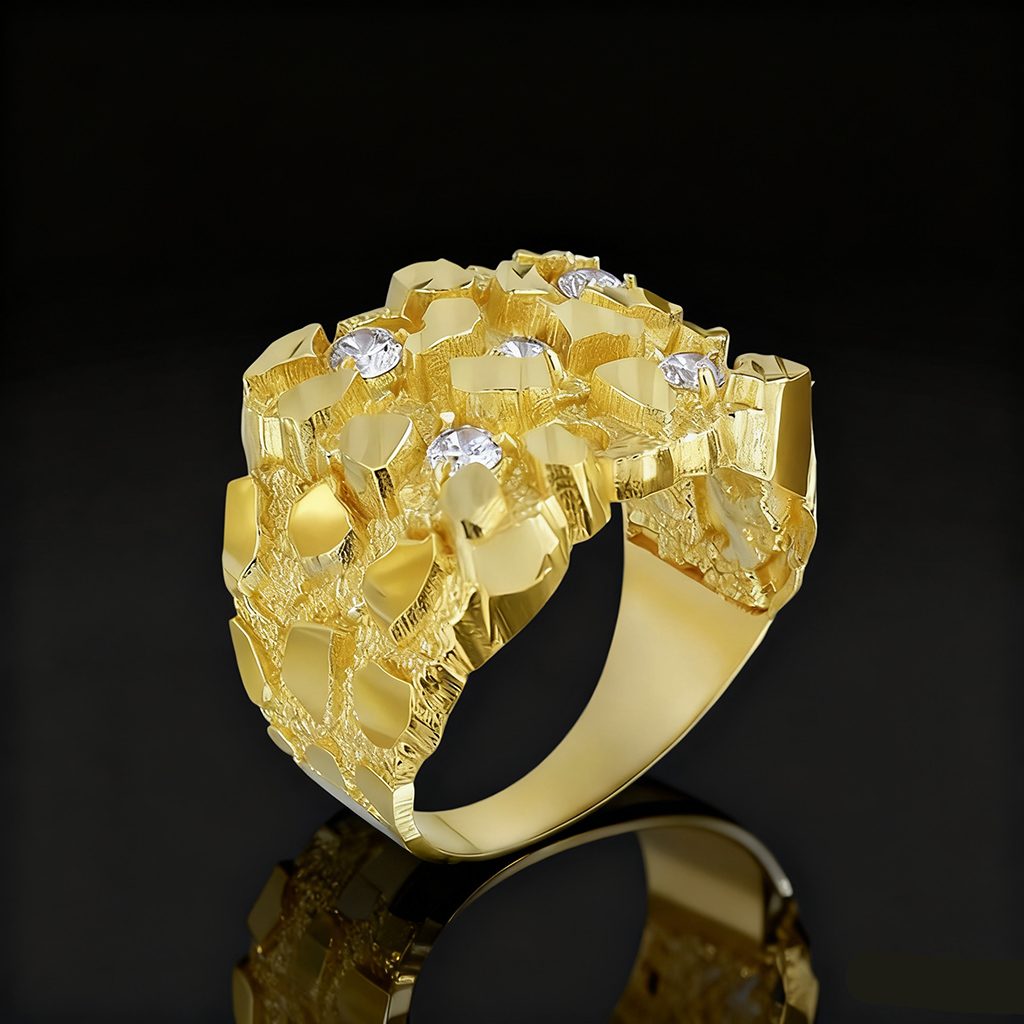 925s & Vvs Moissanite Nugget Ring Iced Out Shine With Street Luxury