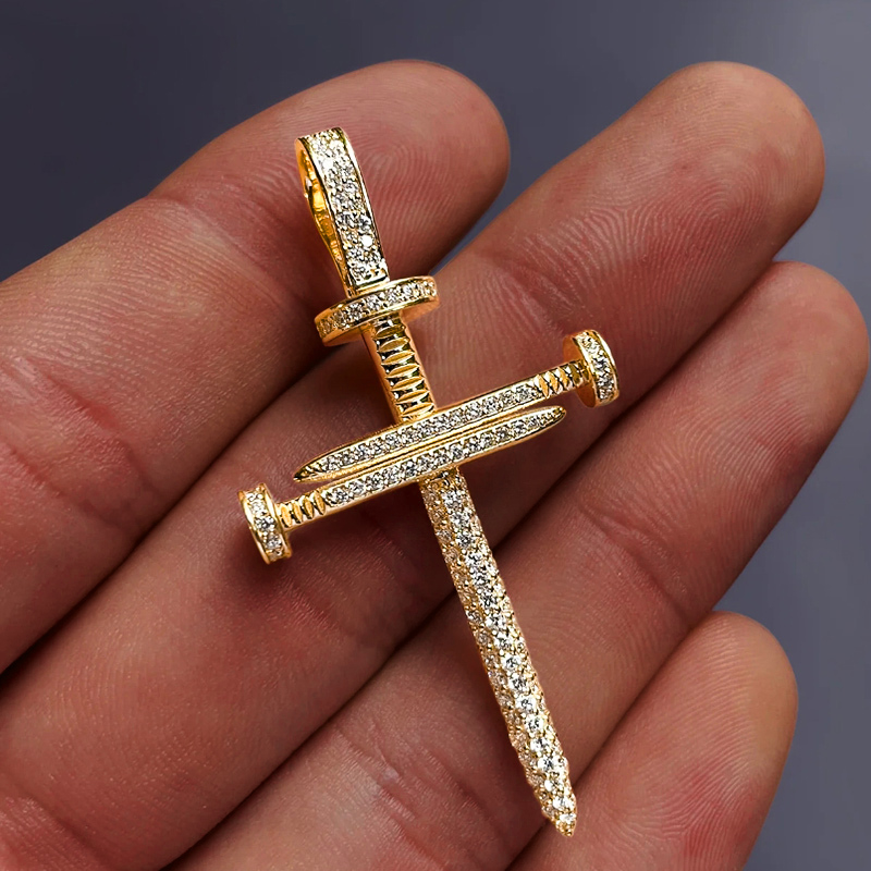 925s & Vvs Moissanite Nail Cross Pendant Iced Out Shine With Street Luxury - Image 4