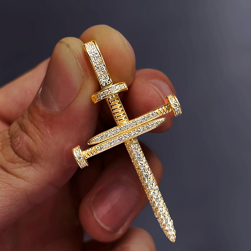 925s & Vvs Moissanite Nail Cross Pendant Iced Out Shine With Street Luxury