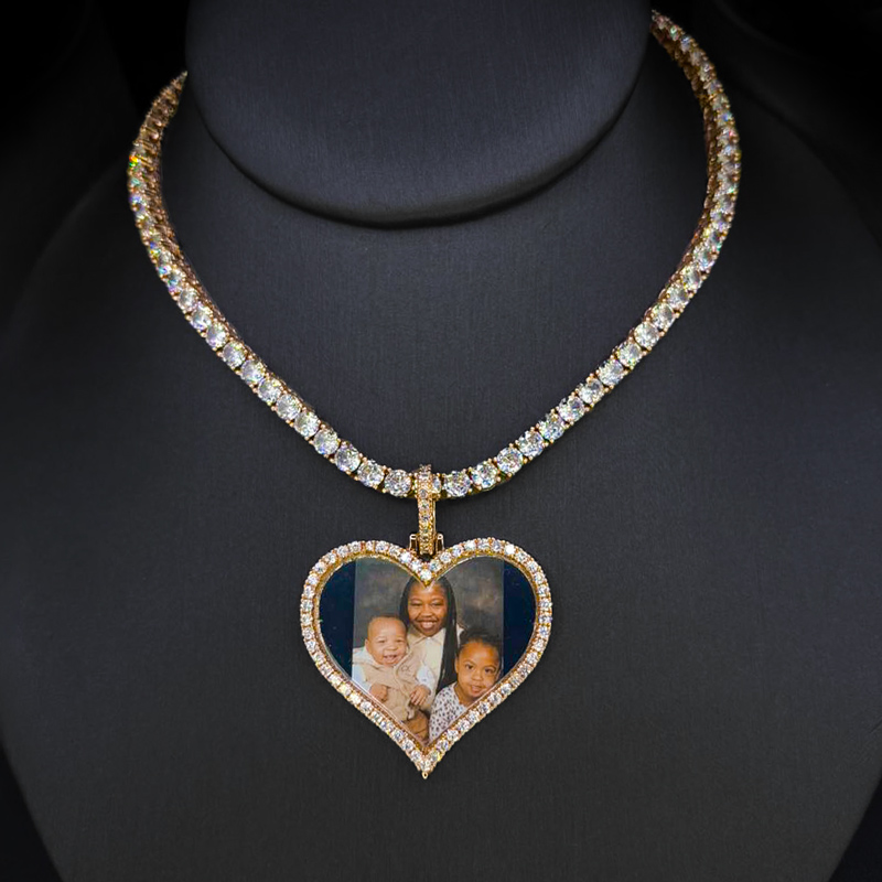 925s & Vvs Moissanite Custom Love Heart Shaped Picture Pendant Iced Out - Image 4