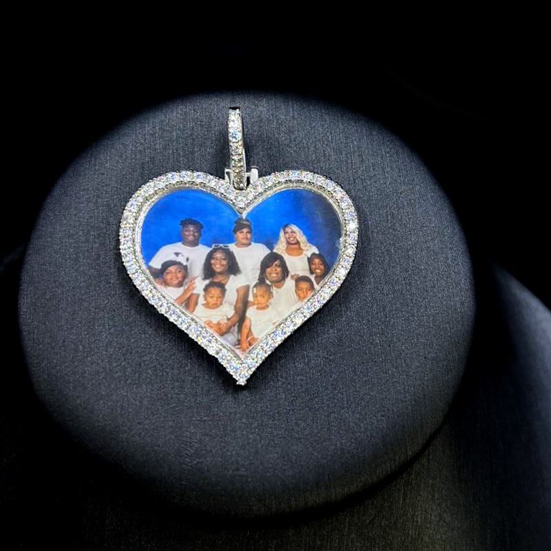 925s & Vvs Moissanite Custom Love Heart Shaped Picture Pendant Iced Out - Image 6