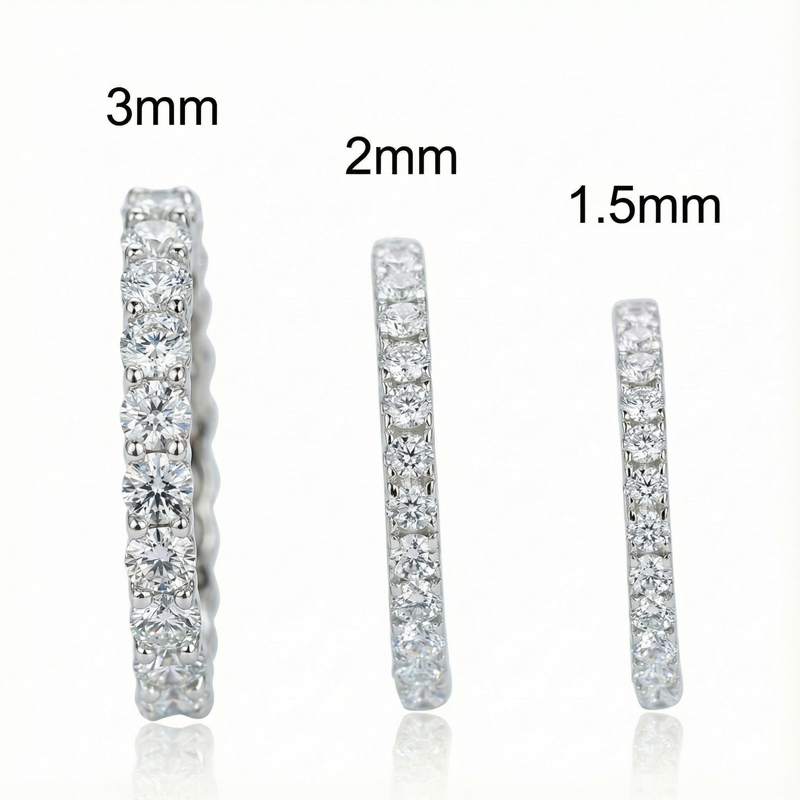925s & Vvs Moissanite 1.5mm/2mm/3mm Eternity Band Ring Iced Out - Image 6