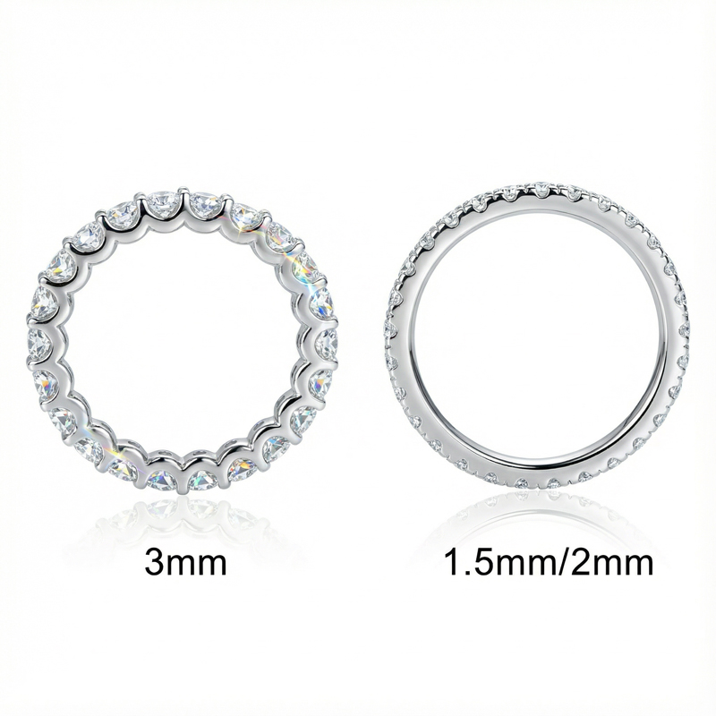 925s & Vvs Moissanite 1.5mm/2mm/3mm Eternity Band Ring Iced Out - Image 7