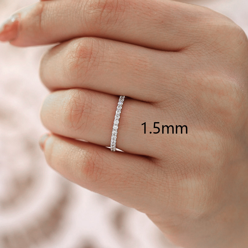 925s & Vvs Moissanite 1.5mm/2mm/3mm Eternity Band Ring Iced Out - Image 9