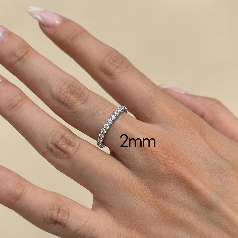 925s & Vvs Moissanite 1.5mm/2mm/3mm Eternity Band Ring Iced Out - Image 11