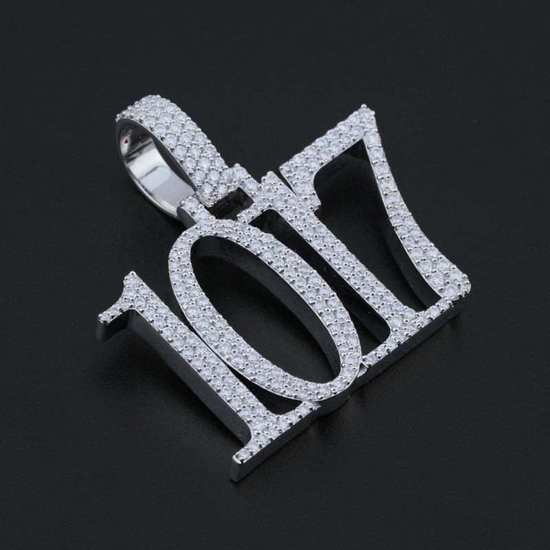 925s & Vvs Moissanite Custom Number/name Pendant With Iced Out Shine - Image 3