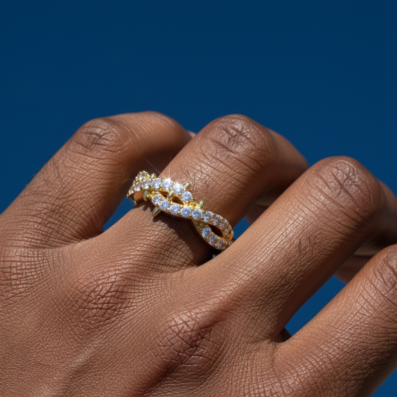 925s & Vvs Moissanite Diamond Thorn Ring Iced Out Shine With Street Luxury - Image 3