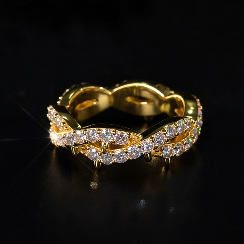 925s & Vvs Moissanite Diamond Thorn Ring Iced Out Shine With Street Luxury