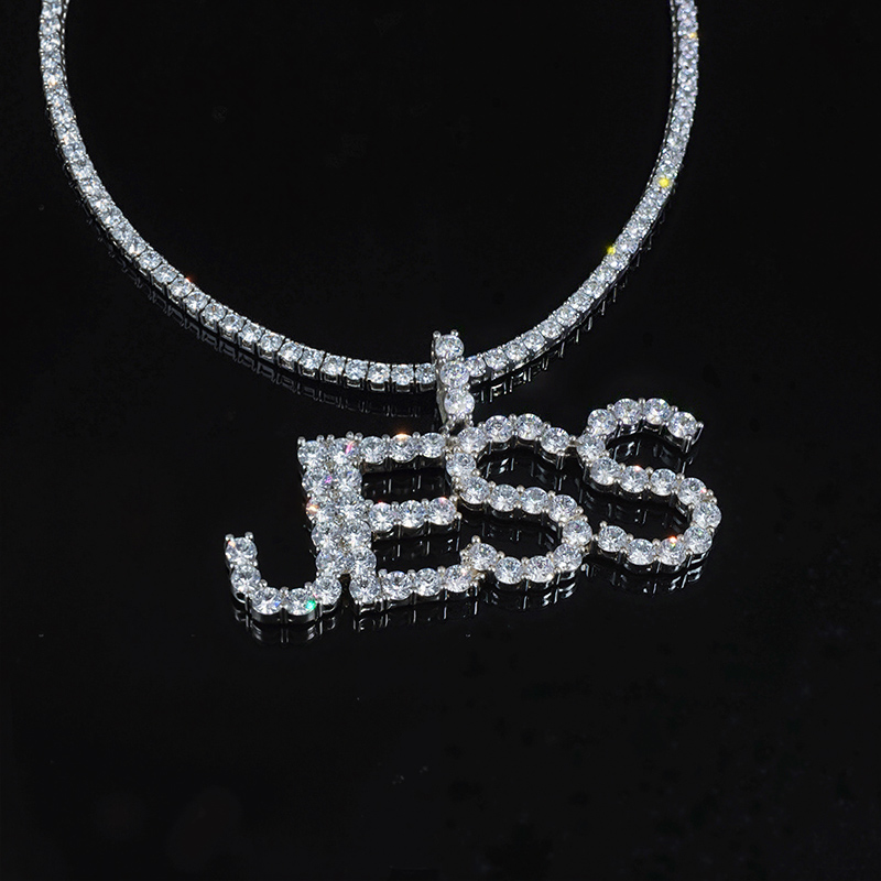 925s & Vvs Moissanite 3mm Diamond Name Pendant With Iced Out Shine