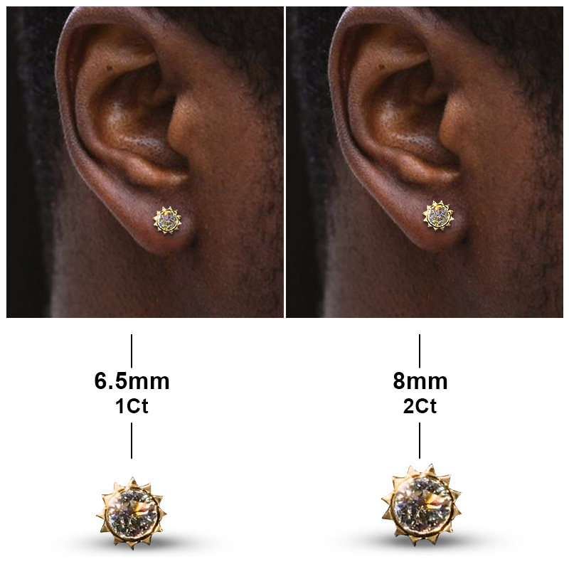 S925 & Vvs Moissanite Round Cut Sun Earrings With Iced Out Shine - Image 4