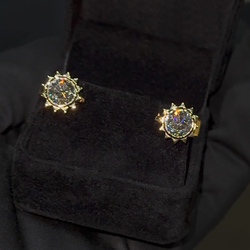S925 & Vvs Moissanite Round Cut Sun Earrings With Iced Out Shine - Image 7