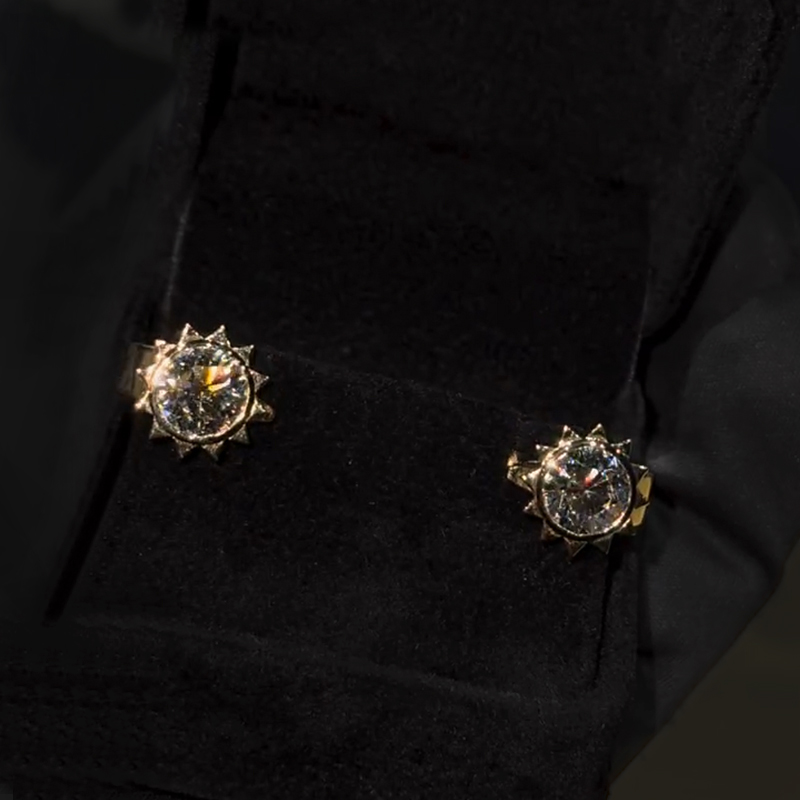 S925 & Vvs Moissanite Round Cut Sun Earrings With Iced Out Shine - Image 8