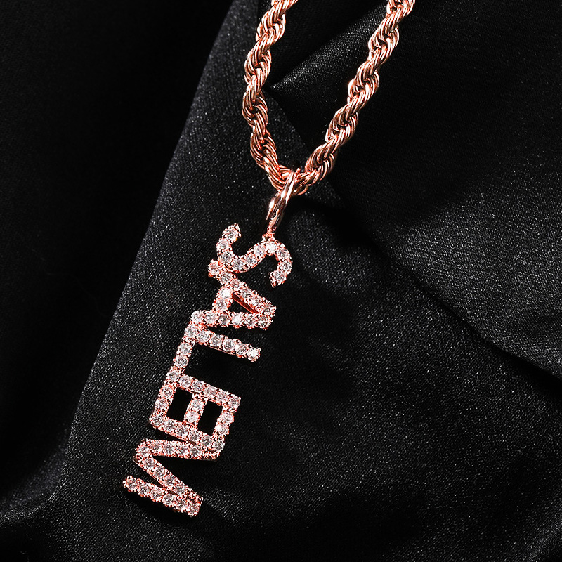 S925 & Vvs Moissanite Custom Name Vertical Pendant With Iced Out Shine - Image 3