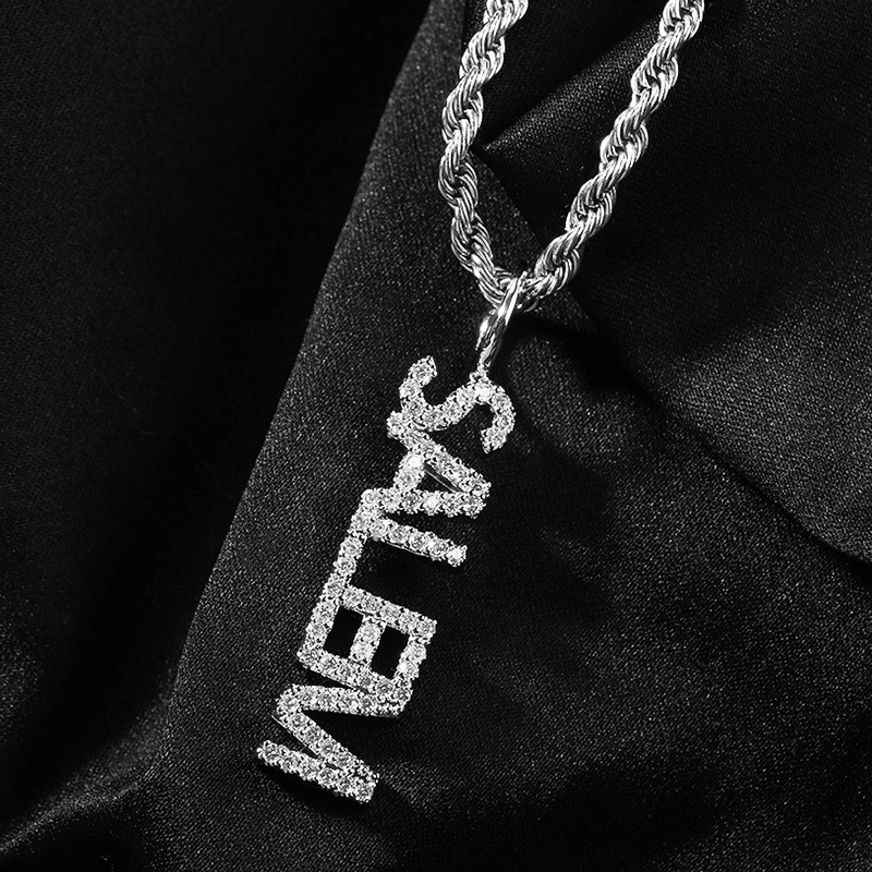 S925 & Vvs Moissanite Custom Name Vertical Pendant With Iced Out Shine - Image 5