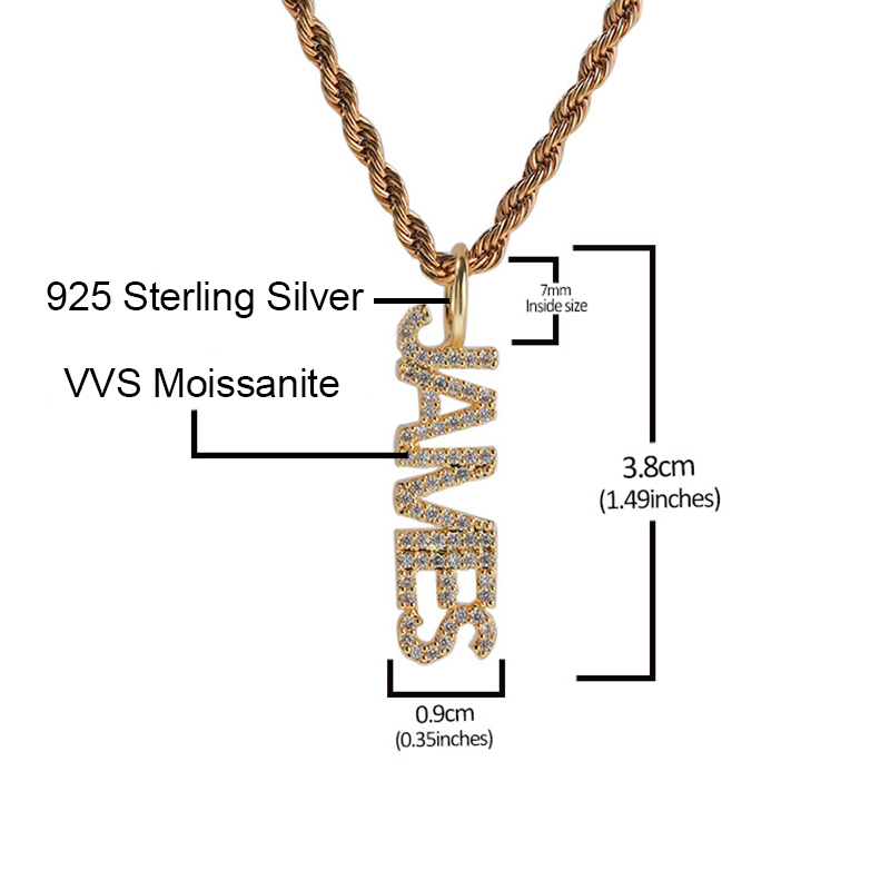 S925 & Vvs Moissanite Custom Name Vertical Pendant With Iced Out Shine - Image 6