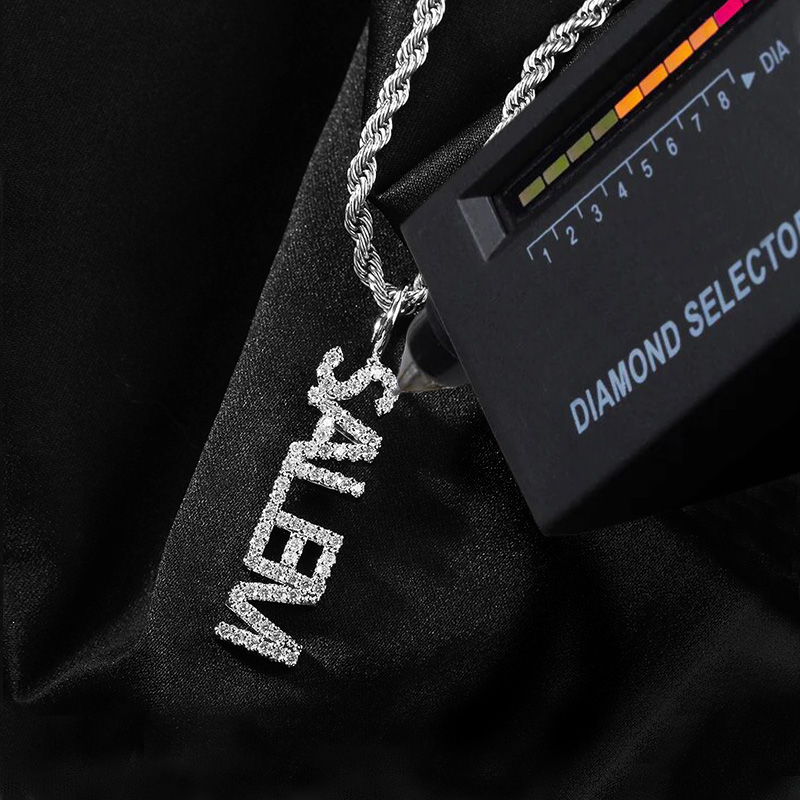 S925 & Vvs Moissanite Custom Name Vertical Pendant With Iced Out Shine