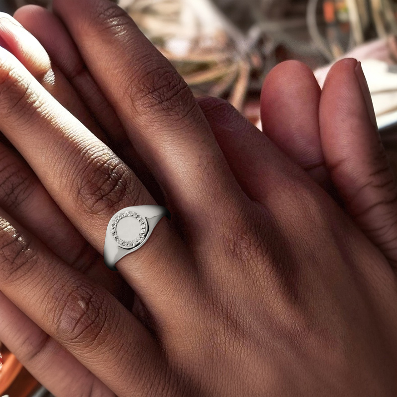 S925 & Vvs Moissanite Diamond Halo Signet Ring With Iced Out Shine - Image 3