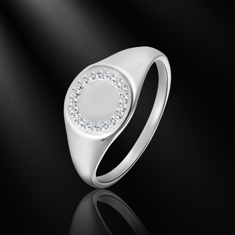 S925 & Vvs Moissanite Diamond Halo Signet Ring With Iced Out Shine