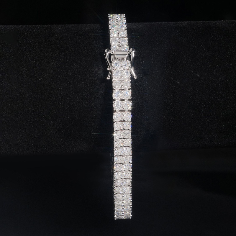 6mm 925s & Vvs Moissanite 2 Row Tennis Bracelet With Iced Out Shine - Image 4