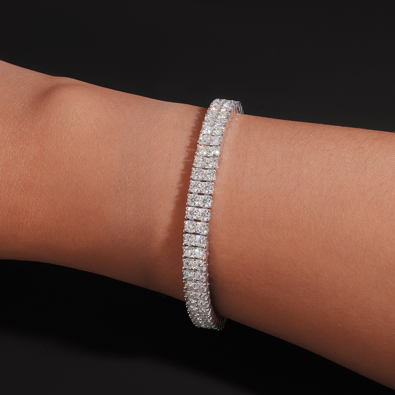6mm 925s & Vvs Moissanite 2 Row Tennis Bracelet With Iced Out Shine - Image 6